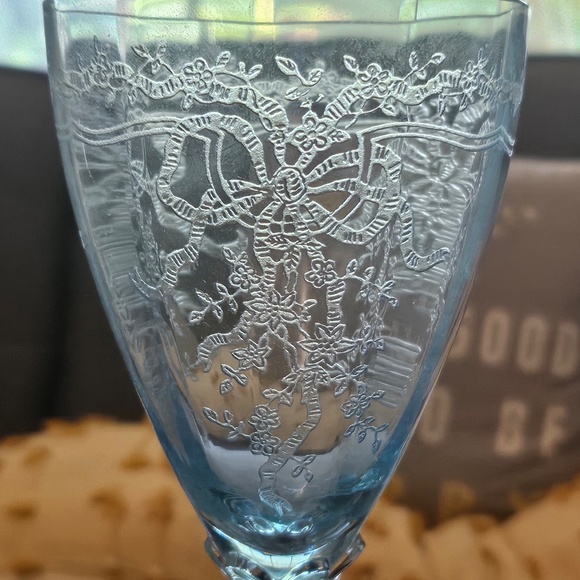 1940's Vintage Rare - Fostoria Azure June Blue Crystal Footed Glass Sets - Picture 2 of 6